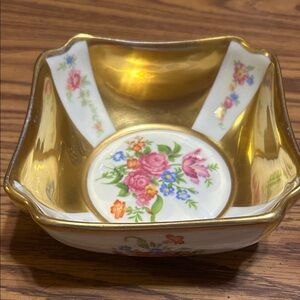 Vintage Concorde Gilt & Floral porcelain Gold @ White Bowl. Probably from 40’s